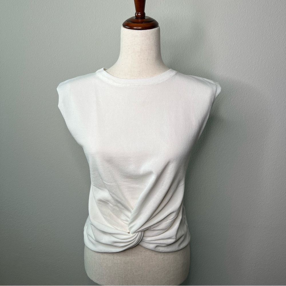 Lea&Viola Womens White Knot Front Pullover Top Shirt M